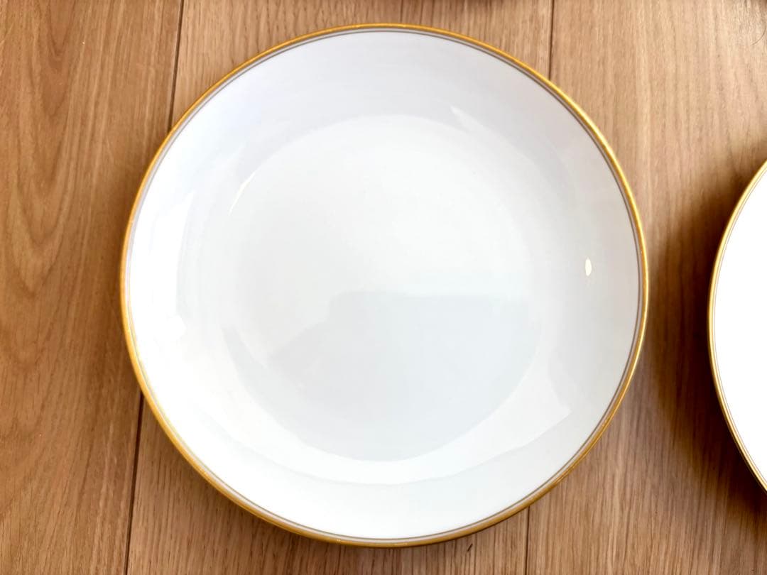 大倉陶園　ゴールドライン（クープシェープ）　19cmデザート皿　6枚セット