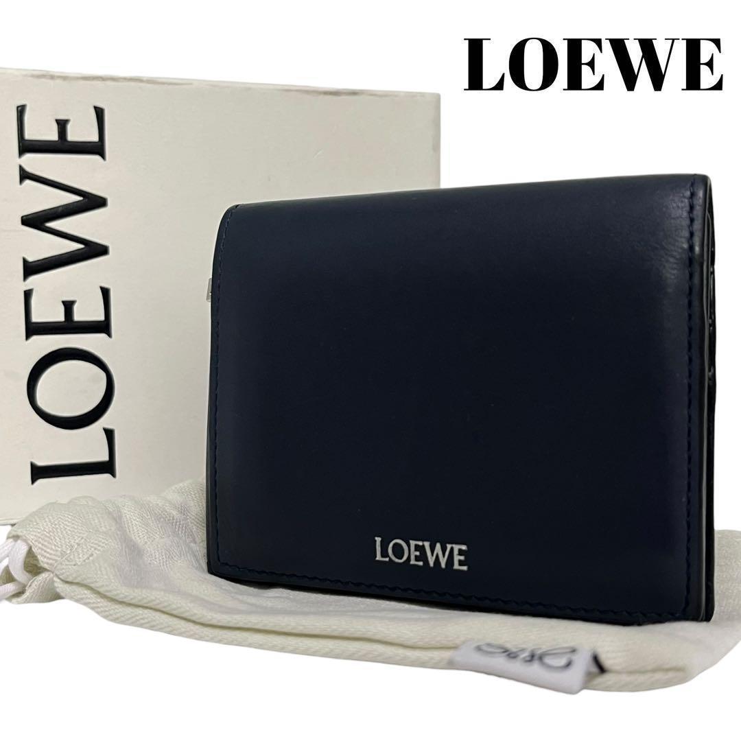 現行✨ロエベ 二つ折り財布 フォールデットウォレット ロゴ レザー バイカラー