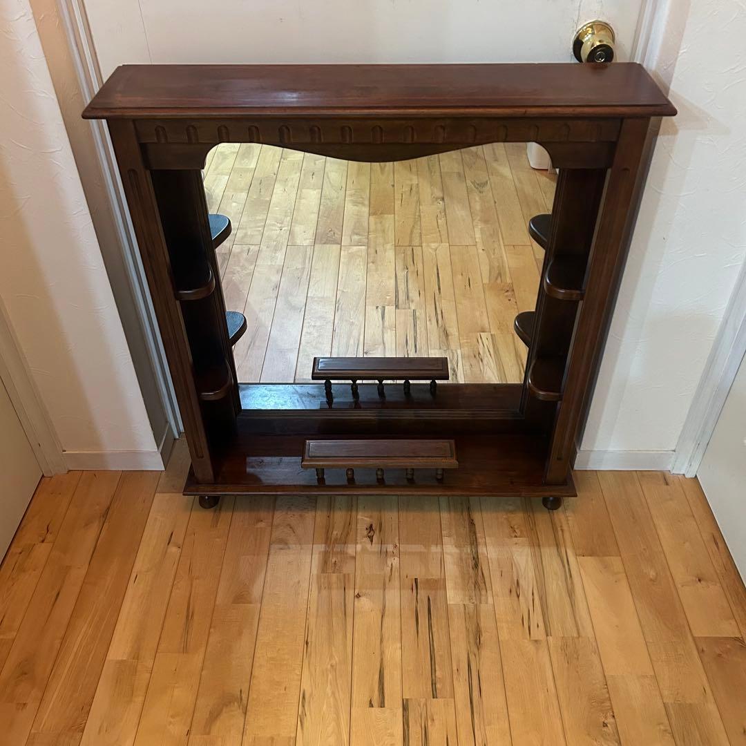 ☆シャドーボックス☆ ビンテージ 無垢材　木製　ミラー　鏡　ウォールミラー