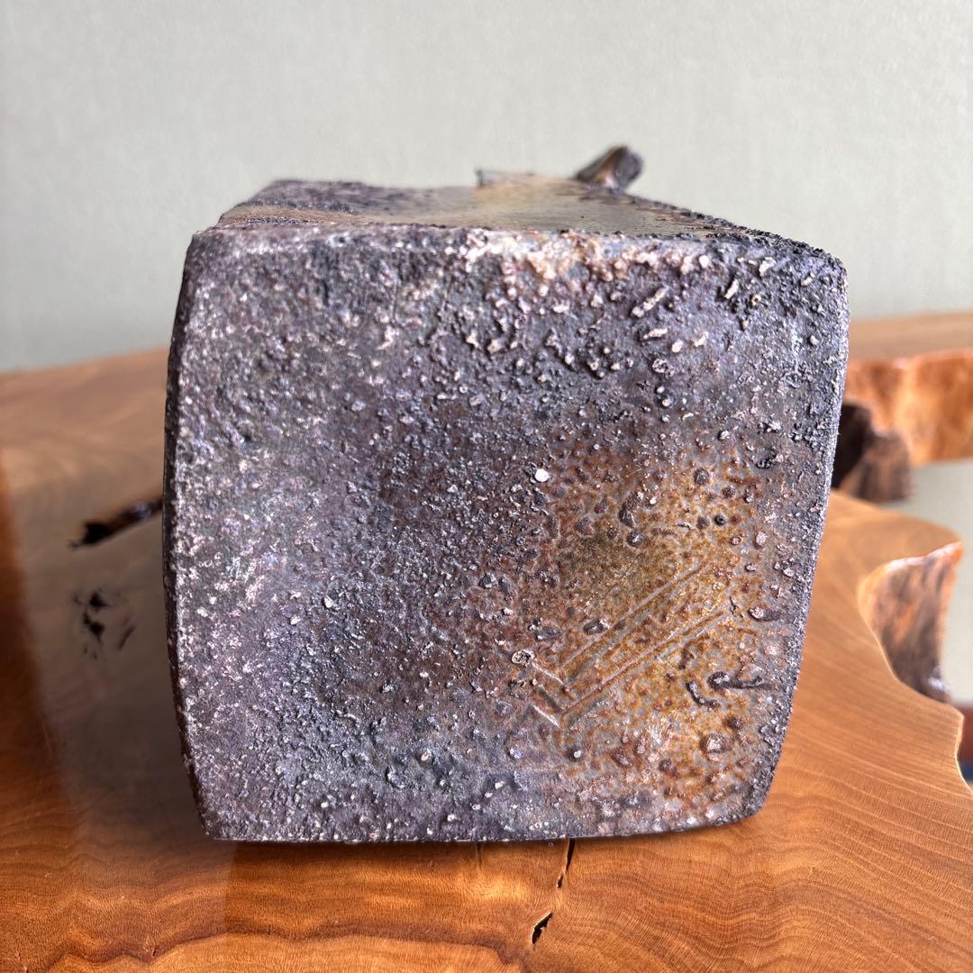 備前焼 松本頼明造 花生 花入 共箱 花瓶 高さ23cm