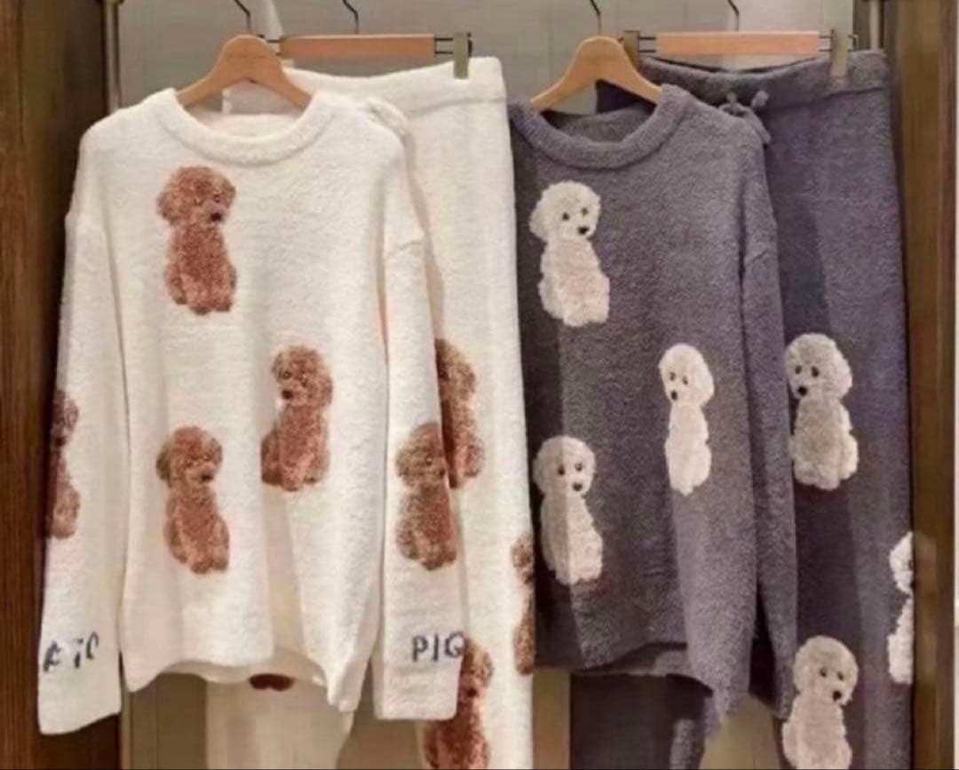 トイプードル　ルームウェアセット　ホワイト残りわずか