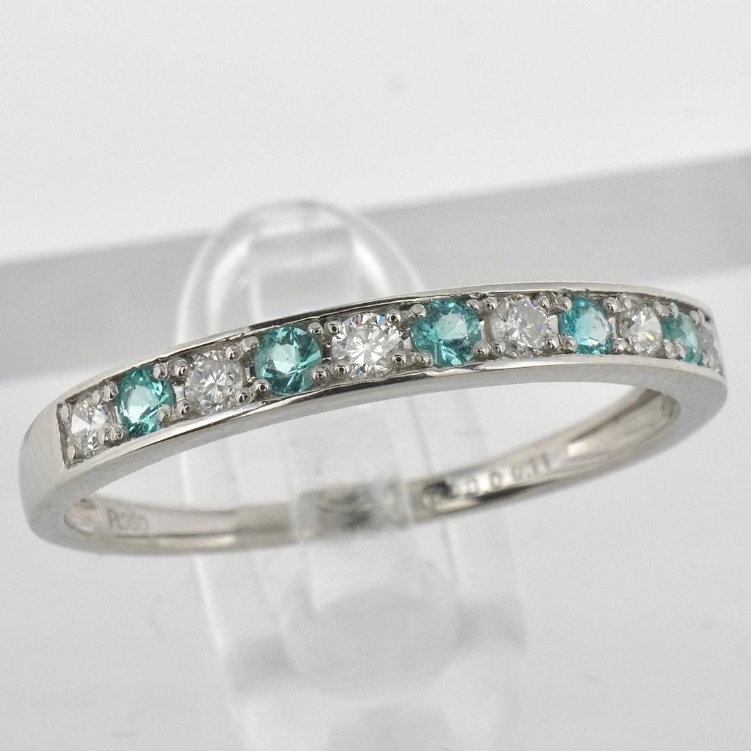 パライバトルマリン リング ダイヤモンド ダイヤ指輪 プラチナ ハーフエタニティ