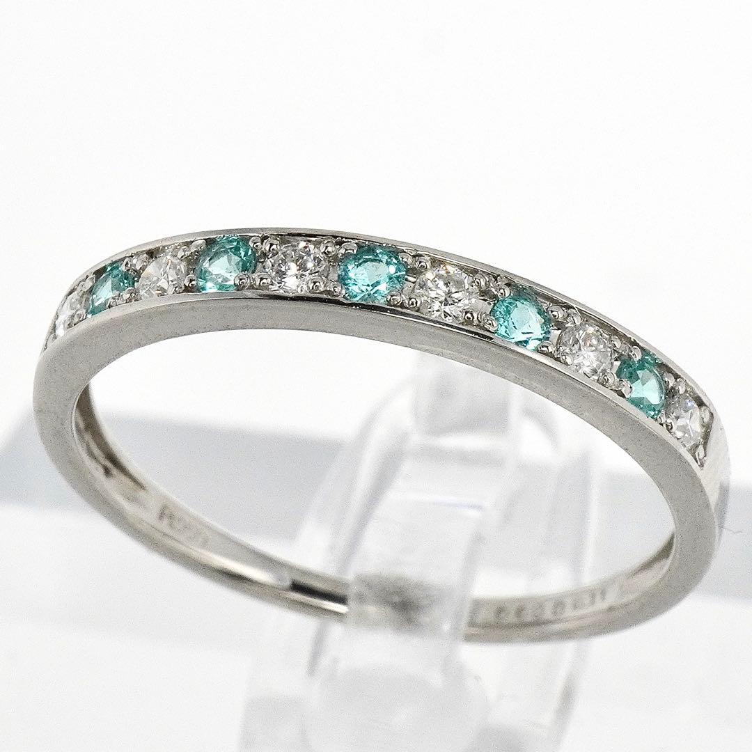 パライバトルマリン リング ダイヤモンド ダイヤ指輪 プラチナ ハーフエタニティ