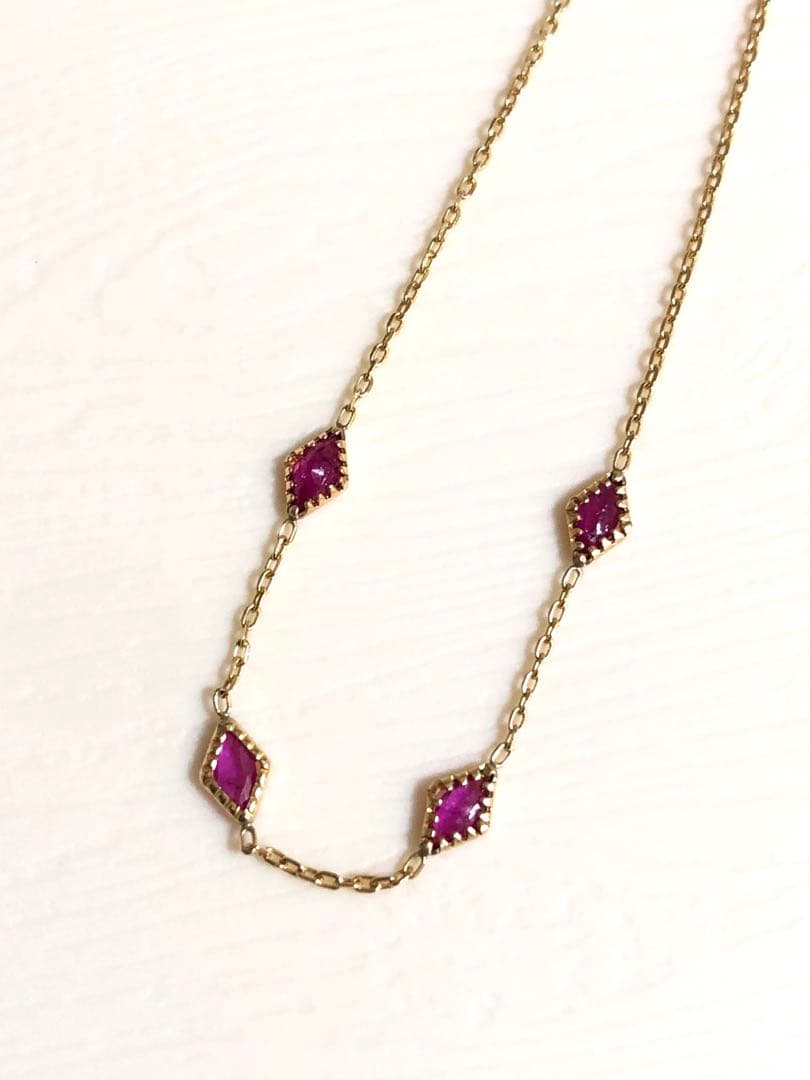 サンシャイン　美品　agete ブレスレット　K10 ルビー　アシスト付き