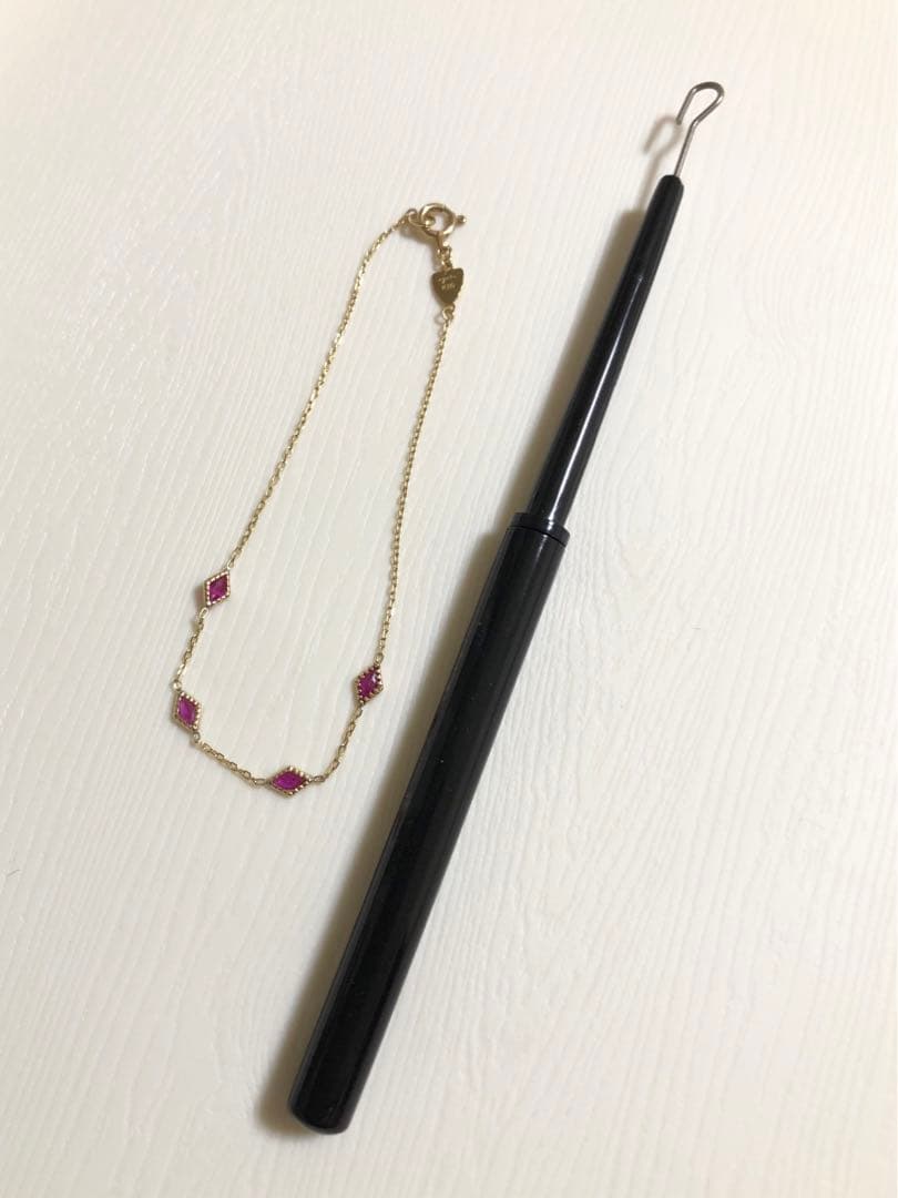 サンシャイン　美品　agete ブレスレット　K10 ルビー　アシスト付き