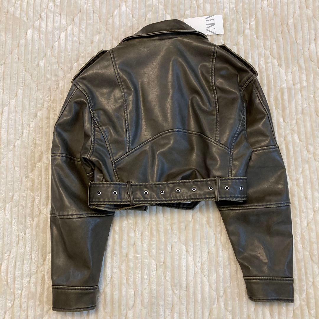 【完売品・美品】ZARA クロップドレザージャケット ライダース