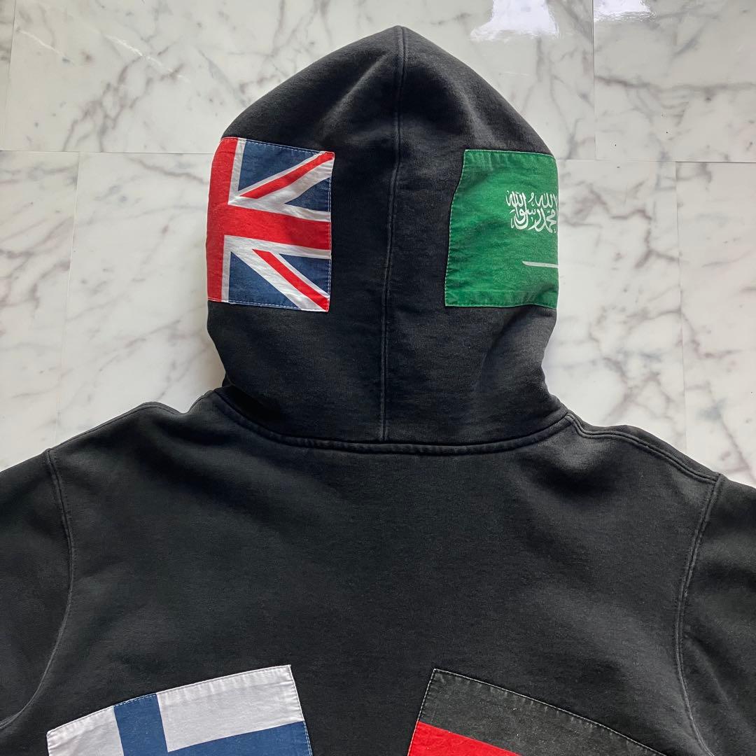 【美品】Supreme パーカー 国旗プリント ブラック 黒 Mサイズ カナダ製