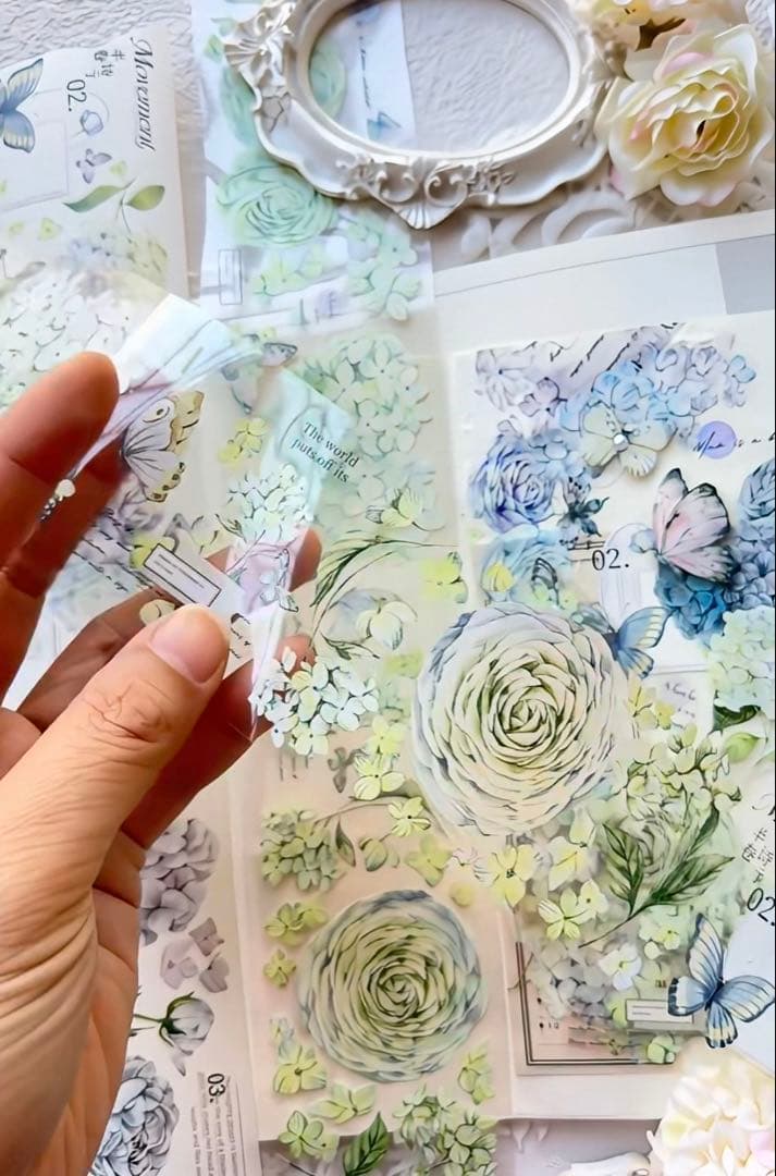 林野间《绣花信·蓝》海外マスキングテープ　マステ 【2465】