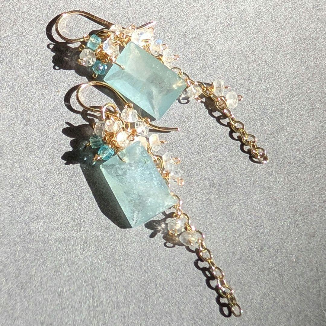 シンデレラアクアマリン 2wayピアス