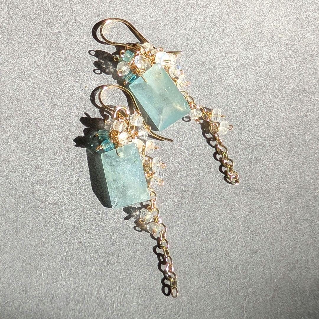 シンデレラアクアマリン 2wayピアス