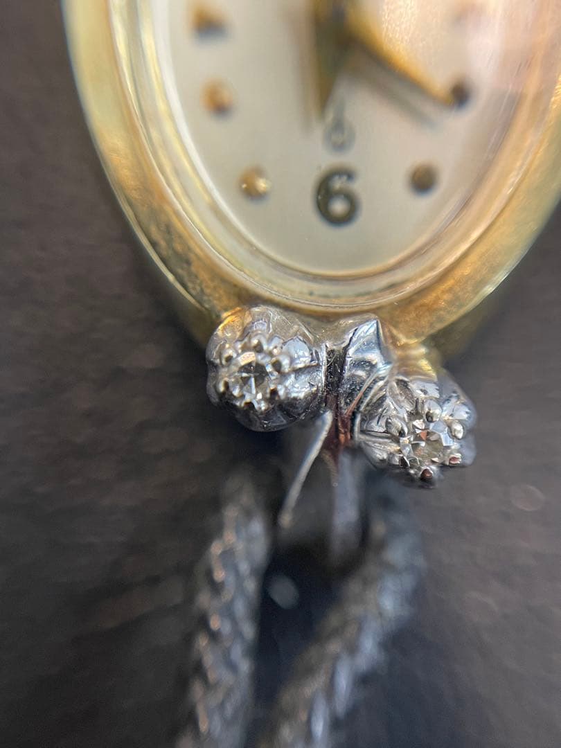 14K製 ダイヤ付き LADY ELGIN アンティーク 手巻き時計 可動