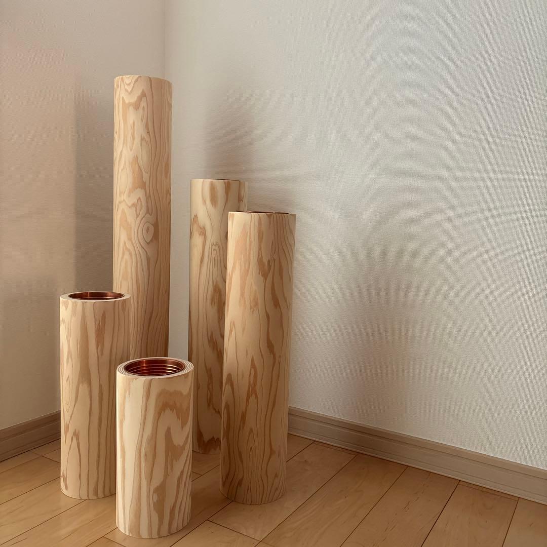 【超希少・レア商品】未生流 白木製 寸胴花器 5本セット