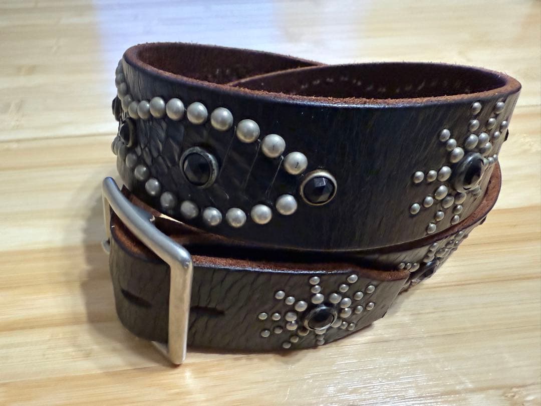 ⭐️美品⭐️HTC⭐️ピーナッツオーバーレイベルト⭐️ブラックパイソン＆レザー⭐️36