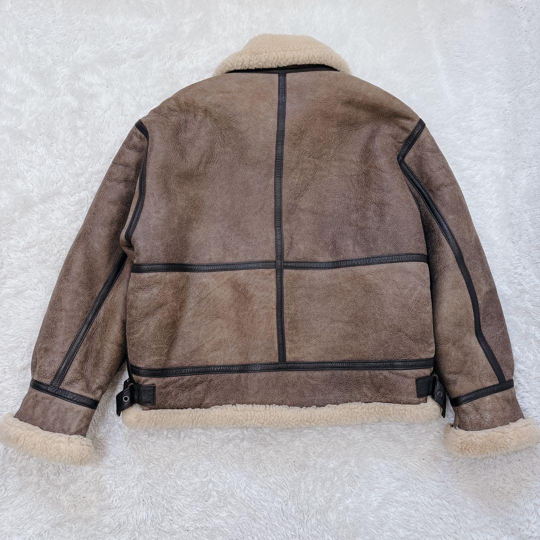 美品　短丈　ヴィンテージ　ムートンジャケット　リアルムートン　羊　ボア　M