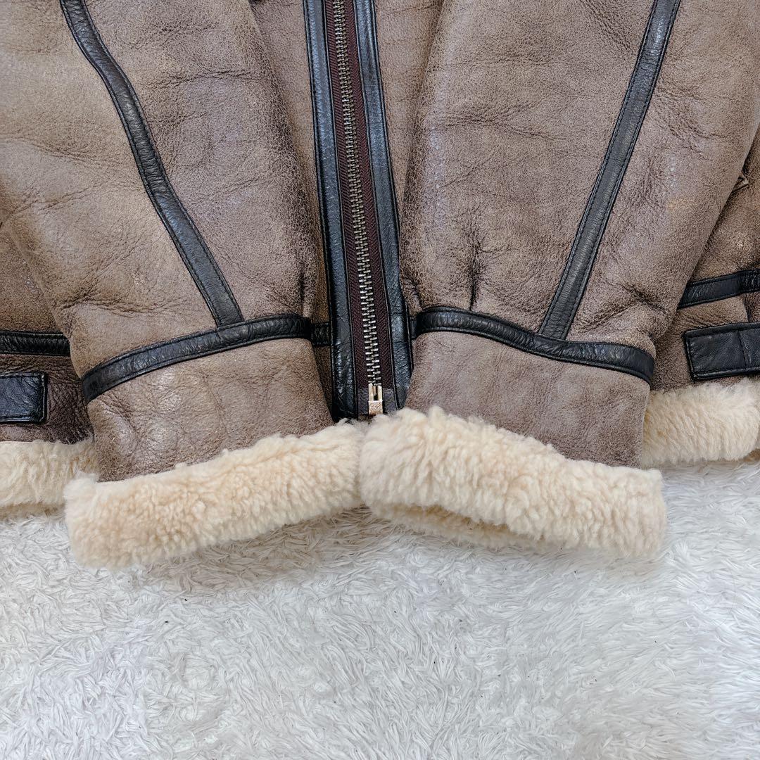 美品　短丈　ヴィンテージ　ムートンジャケット　リアルムートン　羊　ボア　M