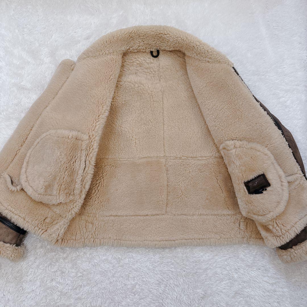 美品　短丈　ヴィンテージ　ムートンジャケット　リアルムートン　羊　ボア　M
