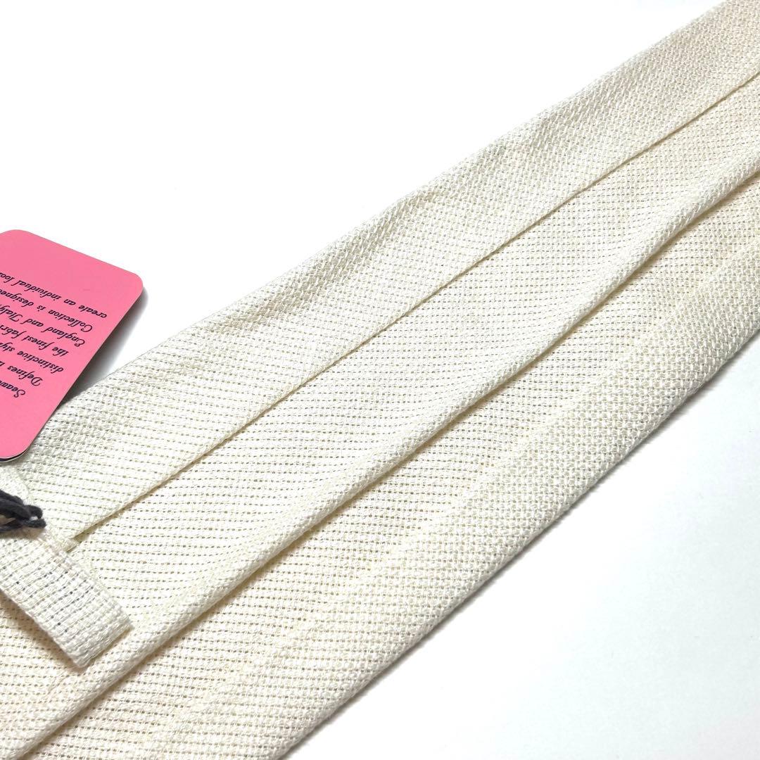 【新品タグ付き✨】シーワードアンドスターン ネクタイ ホワイト 無地 高級シルク