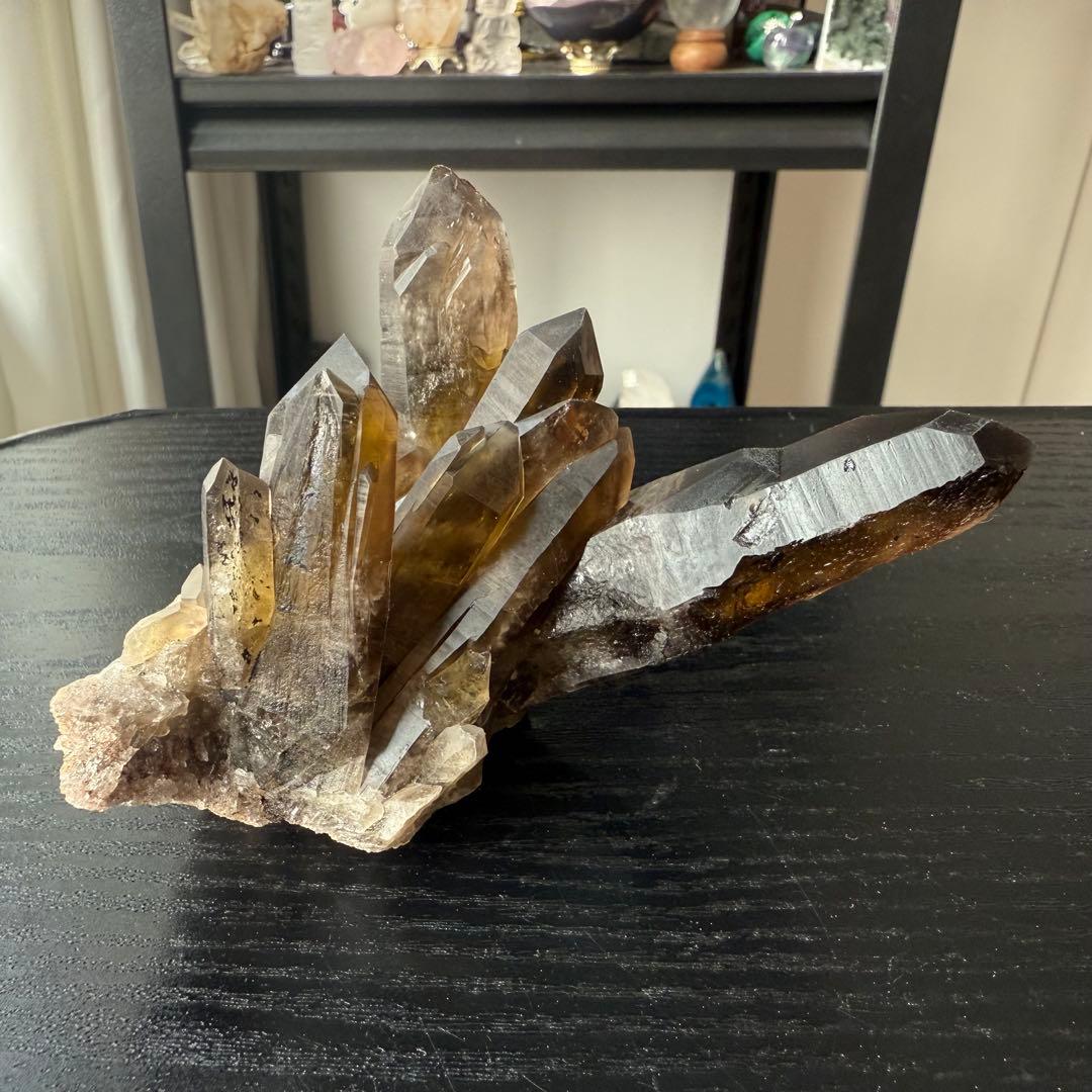 【N♡*.゜】天然石スモーキークォーツのクラスター　置物NO.013106