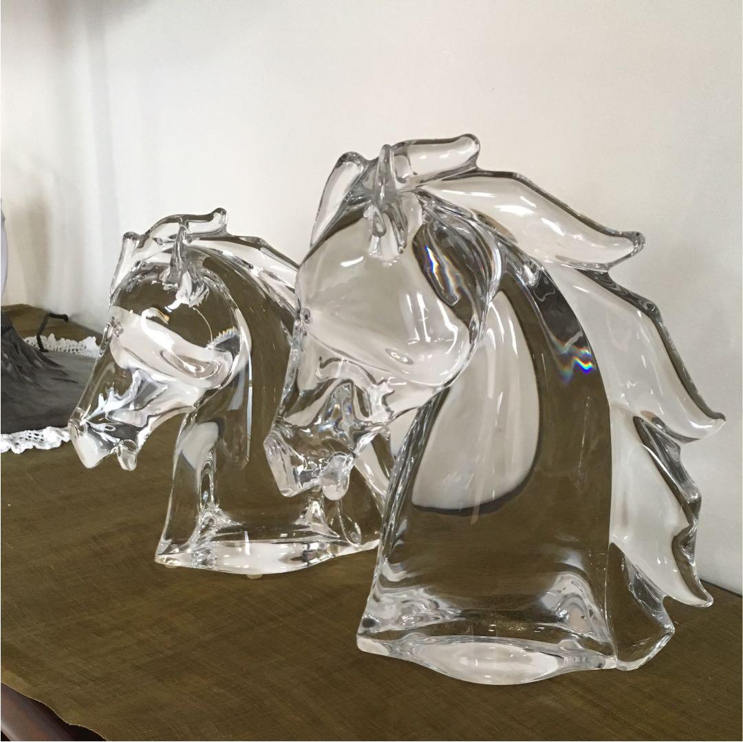 クリスタル 馬頭 親子ペア 北一ガラス
