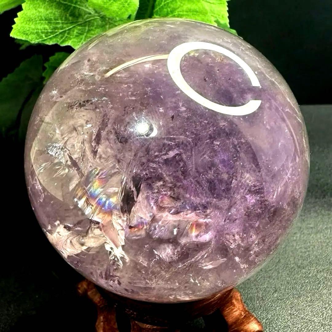 高品質❗️レインボー☆アメジスト丸玉スフィアパワーストーン☆天然石 原石A1036