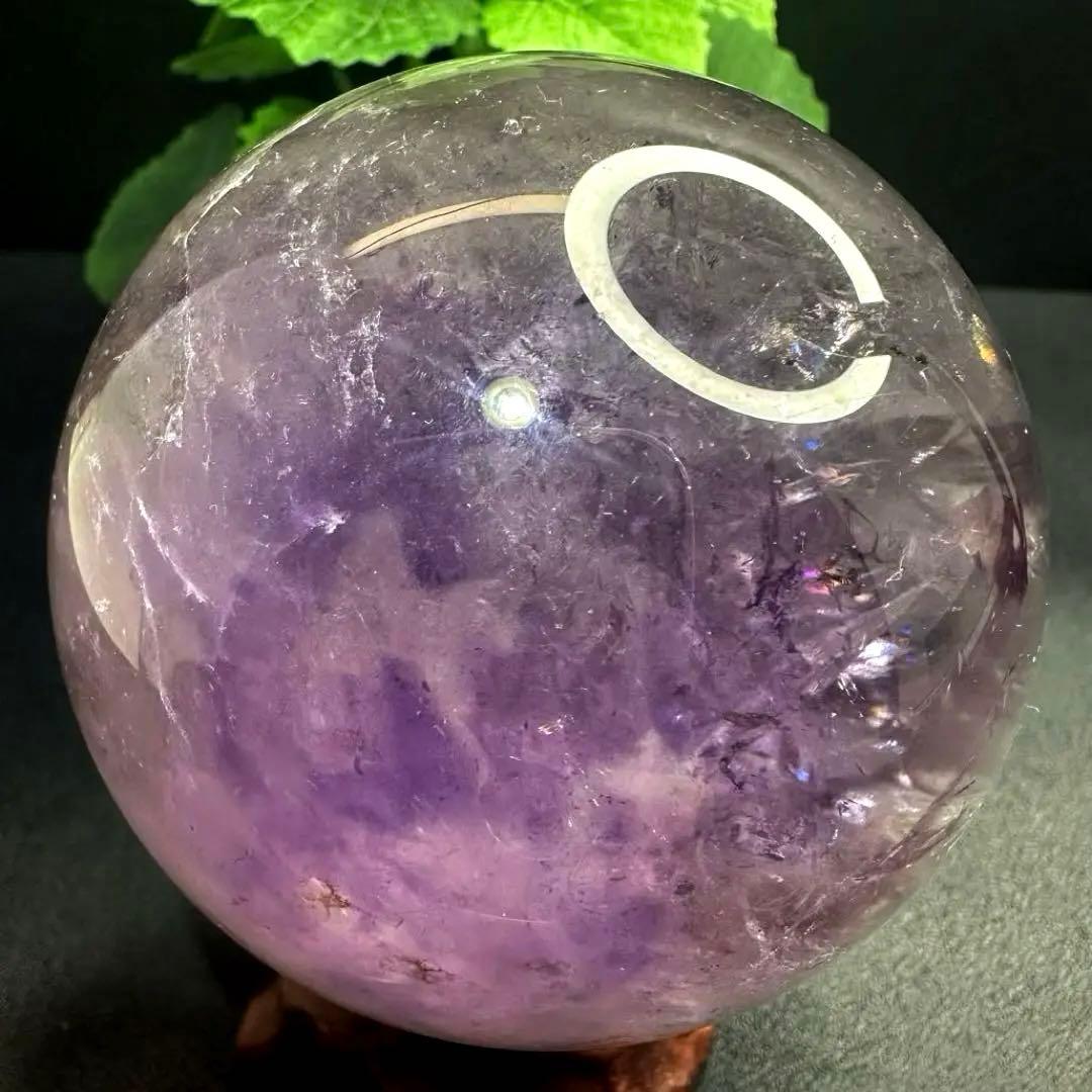 高品質❗️レインボー☆アメジスト丸玉スフィアパワーストーン☆天然石 原石A1036