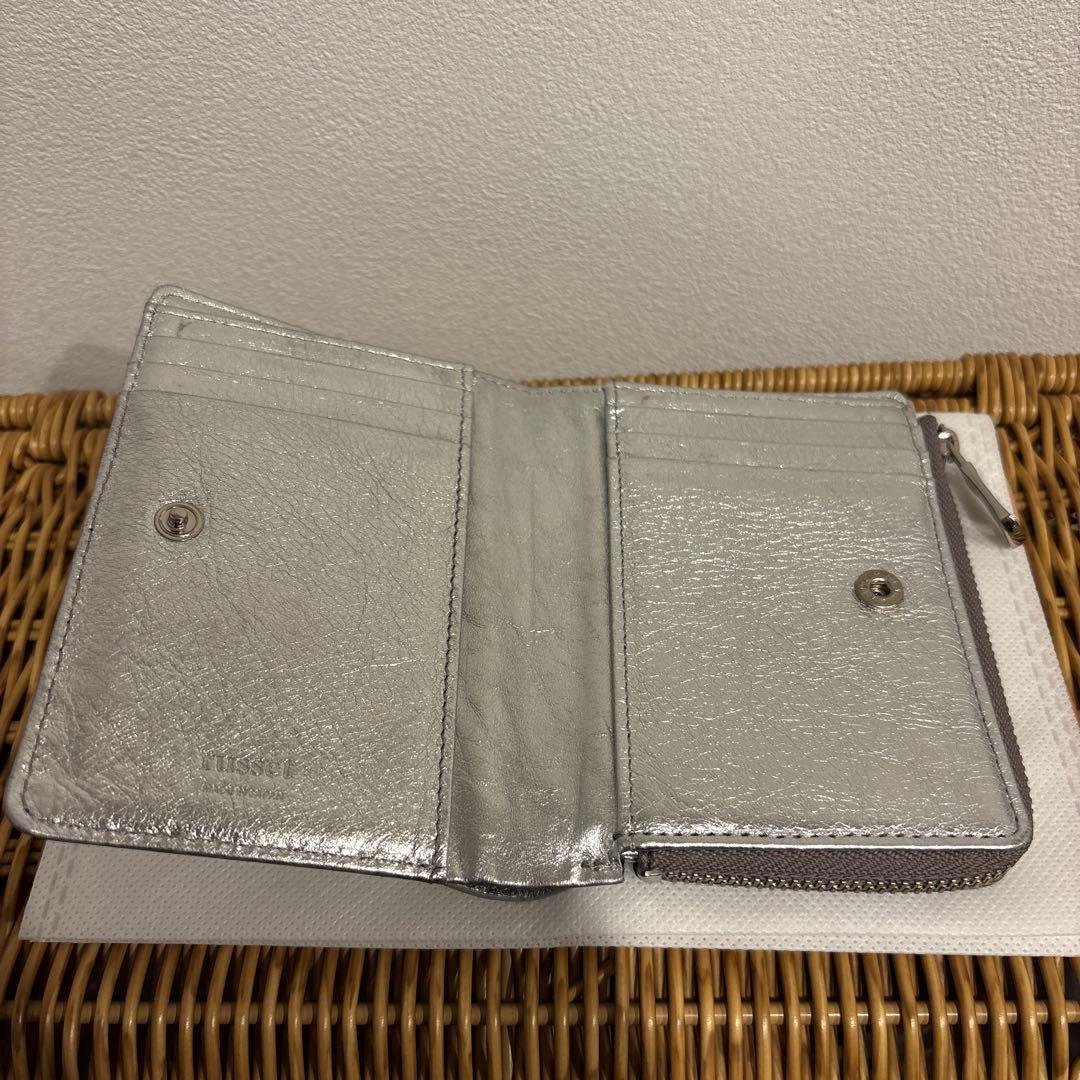 russet ラシット　ミニモノグラムプレートハーフウォレット　シルバー