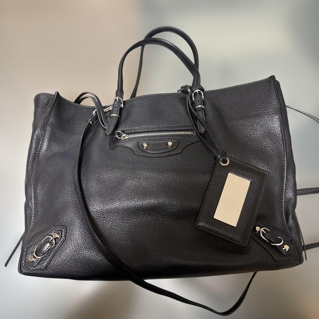 バレンシアガ　ペーパーバッグ　ブラック　ミディアム