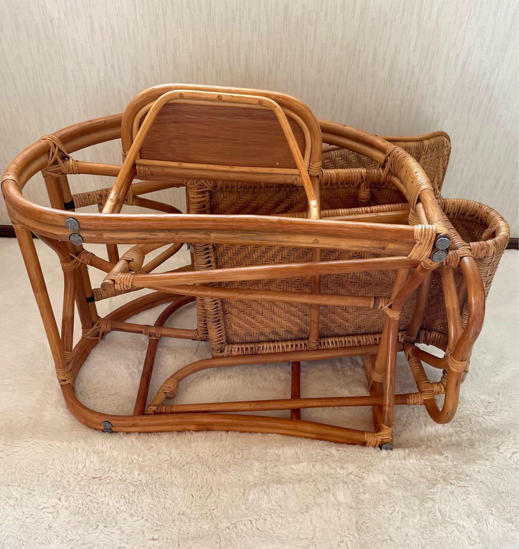 ꧁籐家具꧂ ラタン リクライニングチェア 籐　オットマン　折りたたみ