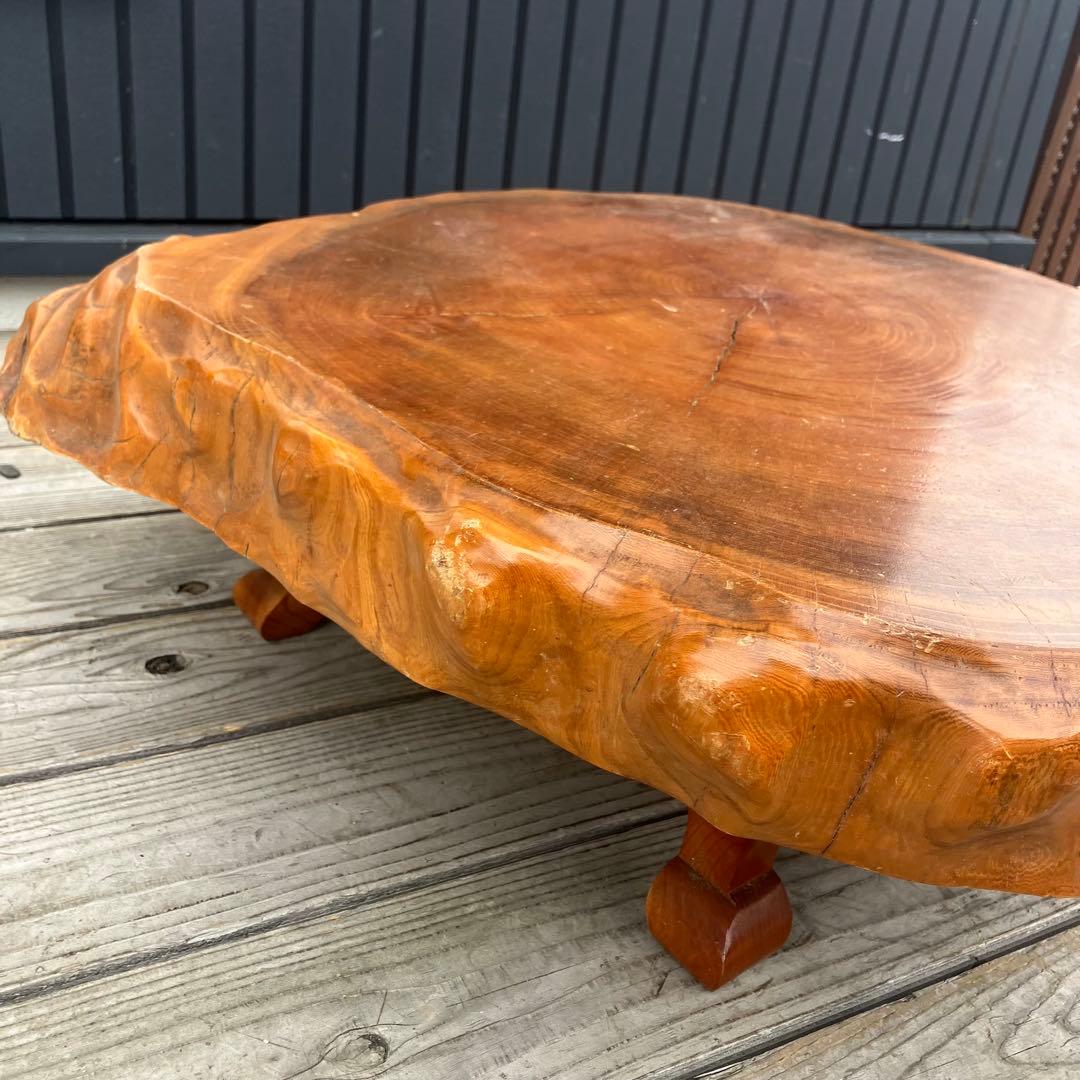 昭和レトロ 木製 天然木 欅材 一枚板 脚付き 小型 座卓 センターテーブル