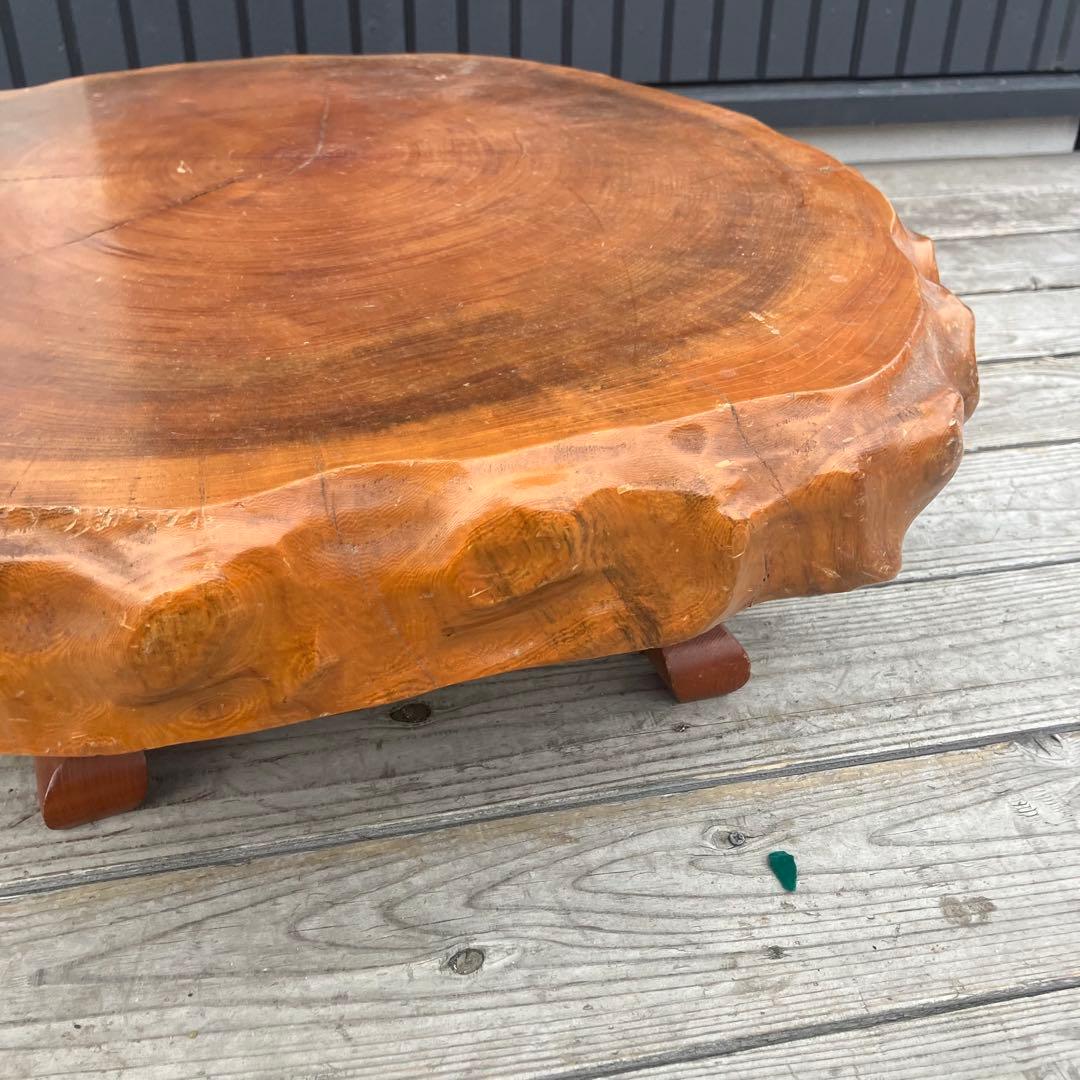 昭和レトロ 木製 天然木 欅材 一枚板 脚付き 小型 座卓 センターテーブル