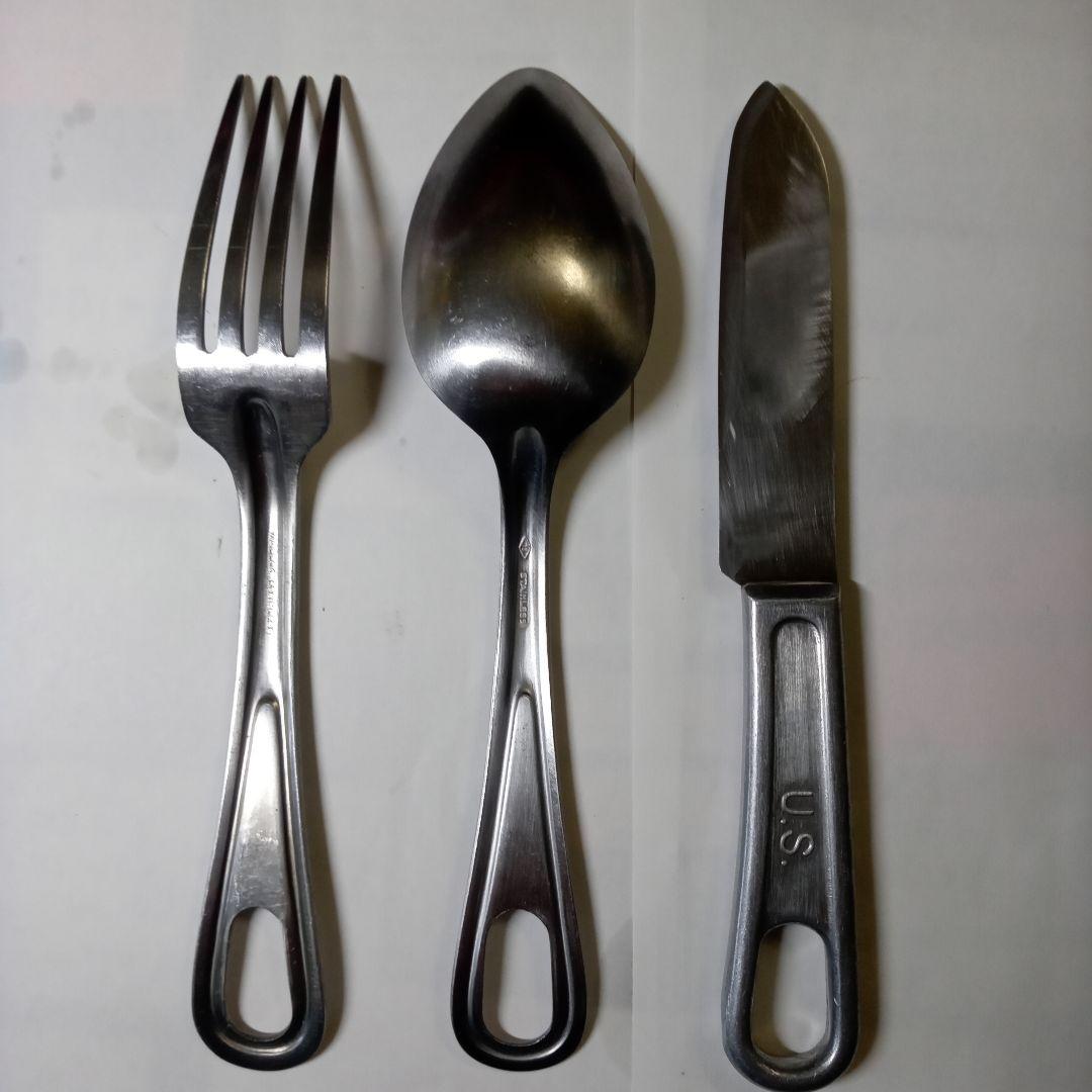 U.S. 1963年製 米軍スキレットパンセットスプーン。フォーク。ナイフ付き