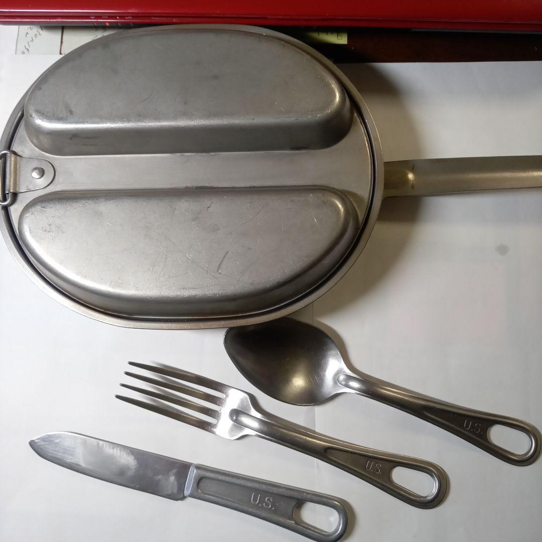 U.S. 1963年製 米軍スキレットパンセットスプーン。フォーク。ナイフ付き