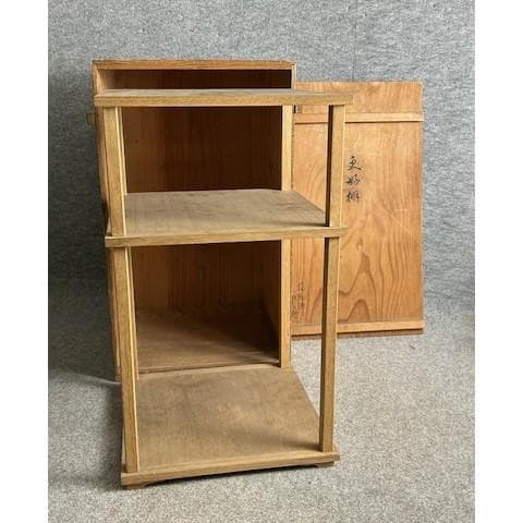 千家十職指物師駒沢利斎造二重棚更好棚共箱 [B2]