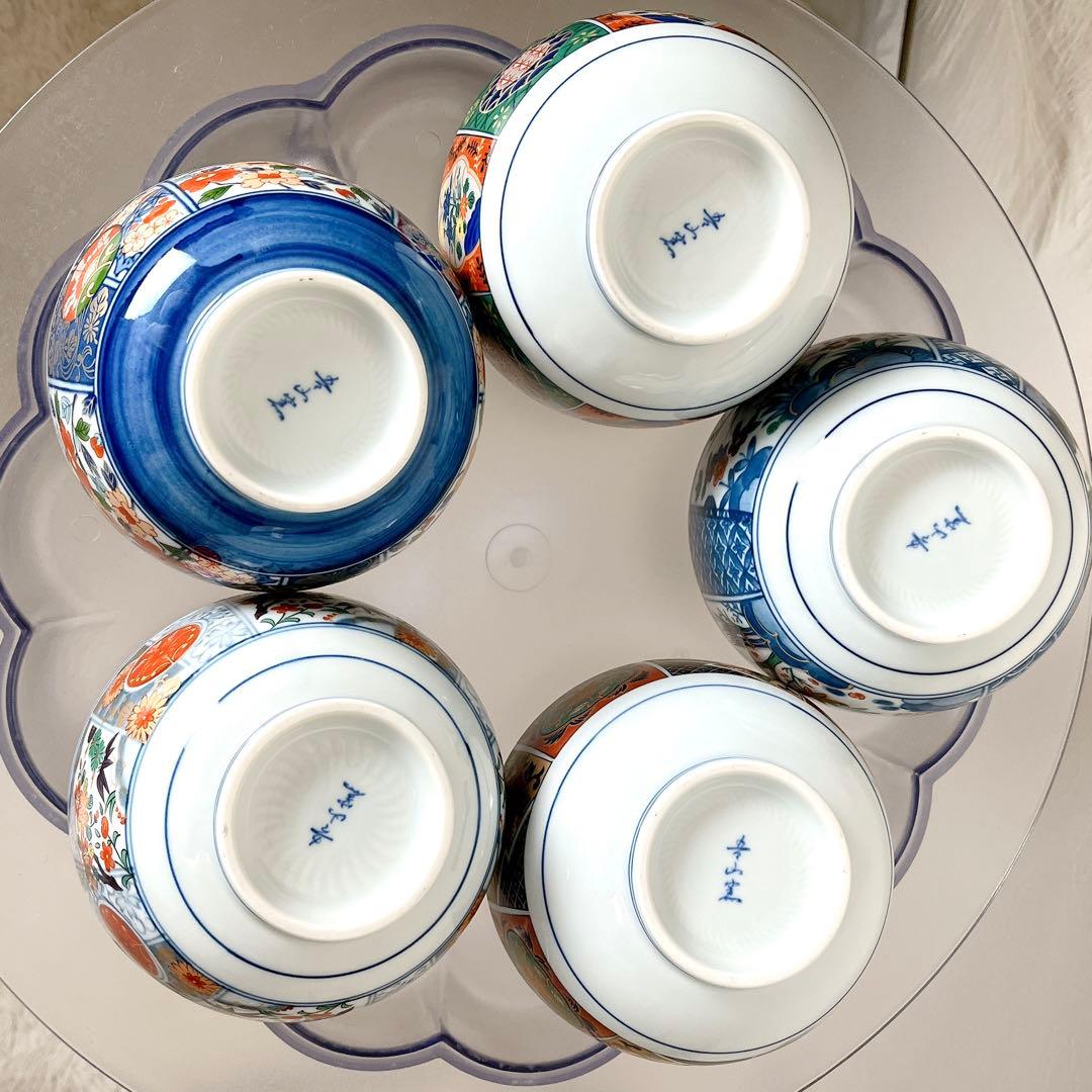 有田焼 吾山窯 絵変わり どんぶり5客セット 丼 赤絵 色絵 古伊万里✖️2