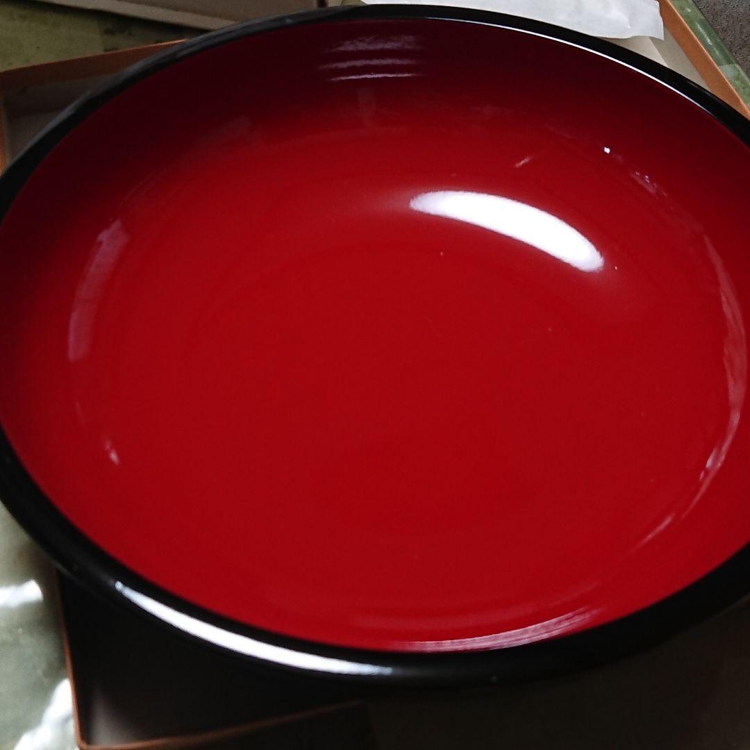 会津漆塗り そば打ちこね鉢 赤色 丸型皿