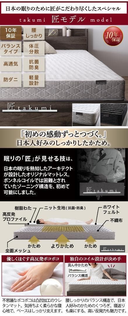 【まっく】 セミダブルベッド マットレス付 棚 コンセント付 BL