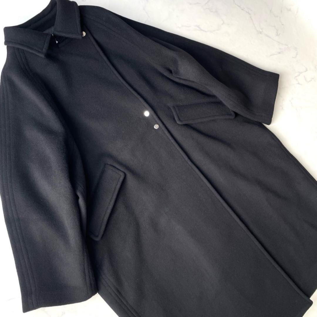 シップスエニィ 25AW バルマカーン コクーンコート ロング ウール ブラック