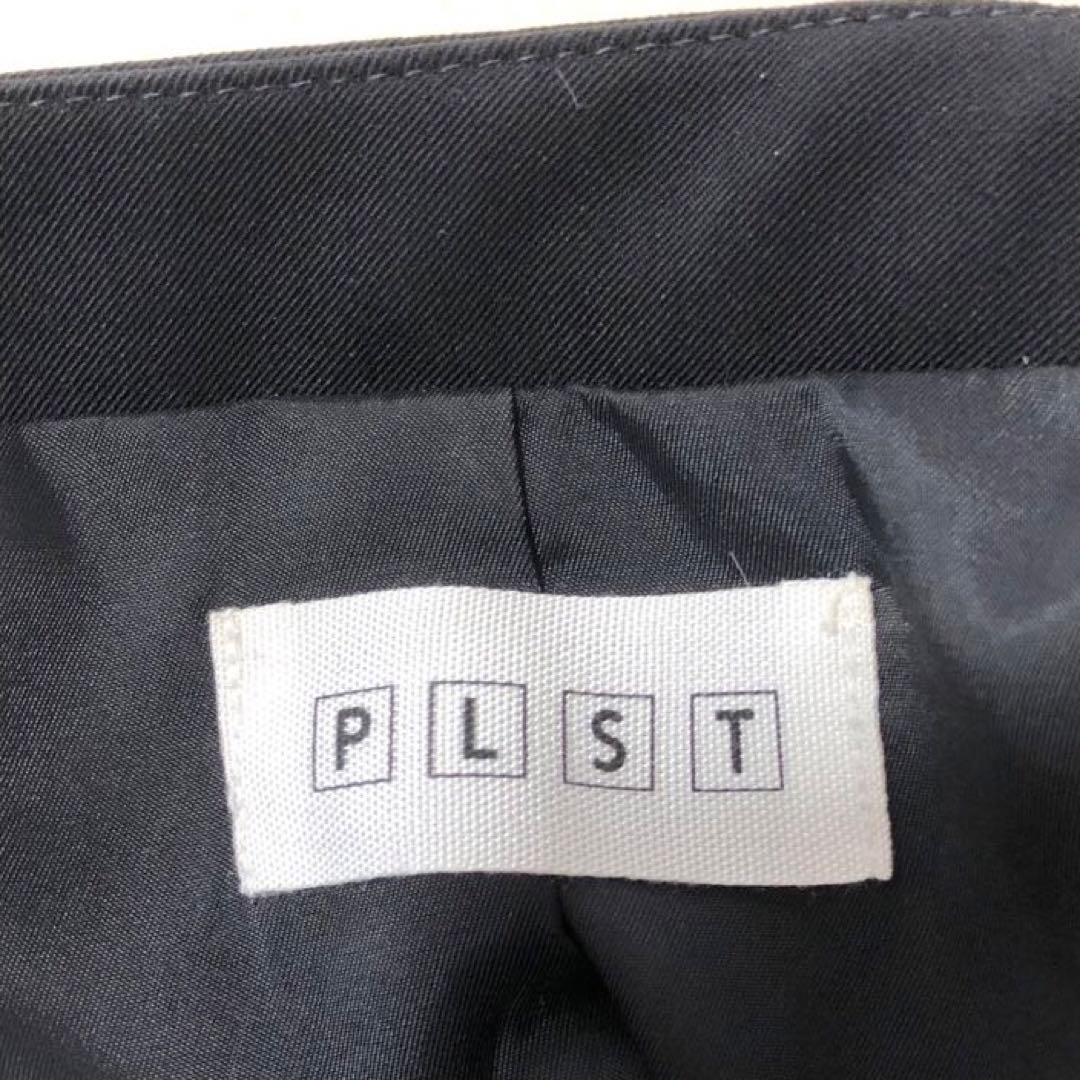 極美品 PLST プラステ パンツスーツ 上下セット 黒 ノーカラー ブラック