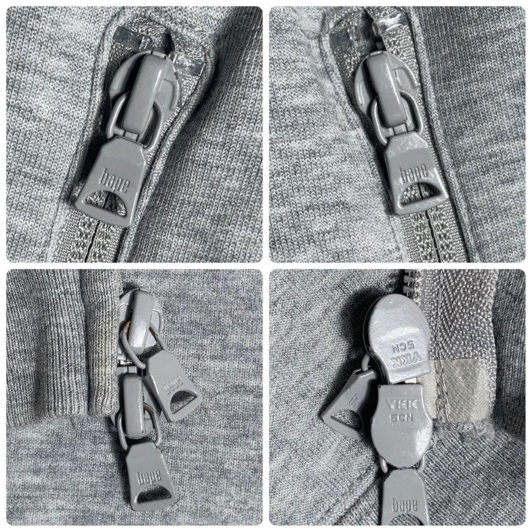 【美品】A Bathing Ape フルジップパーカー ロゴ グレー XL.