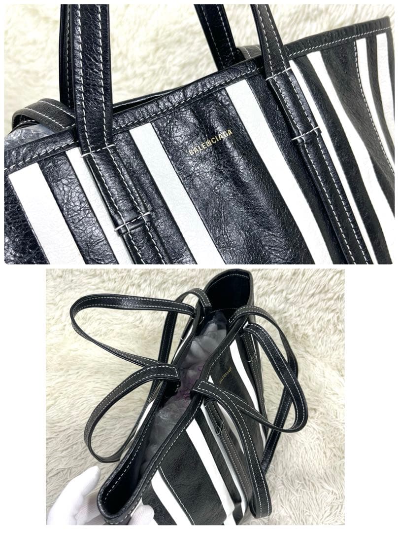 美品‼️ バレンシアガ　トートバッグ　バルベス　ストライプ　2way レザー