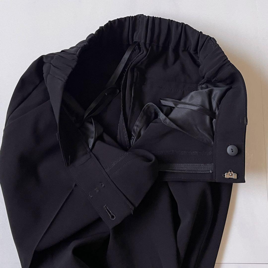 極美品 インディヴィ スーツ ノーカラージャケット パンツ セットアップ 黒 S