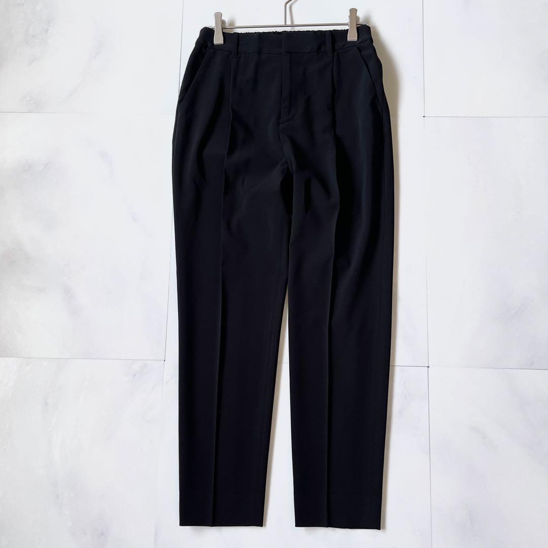 極美品 インディヴィ スーツ ノーカラージャケット パンツ セットアップ 黒 S