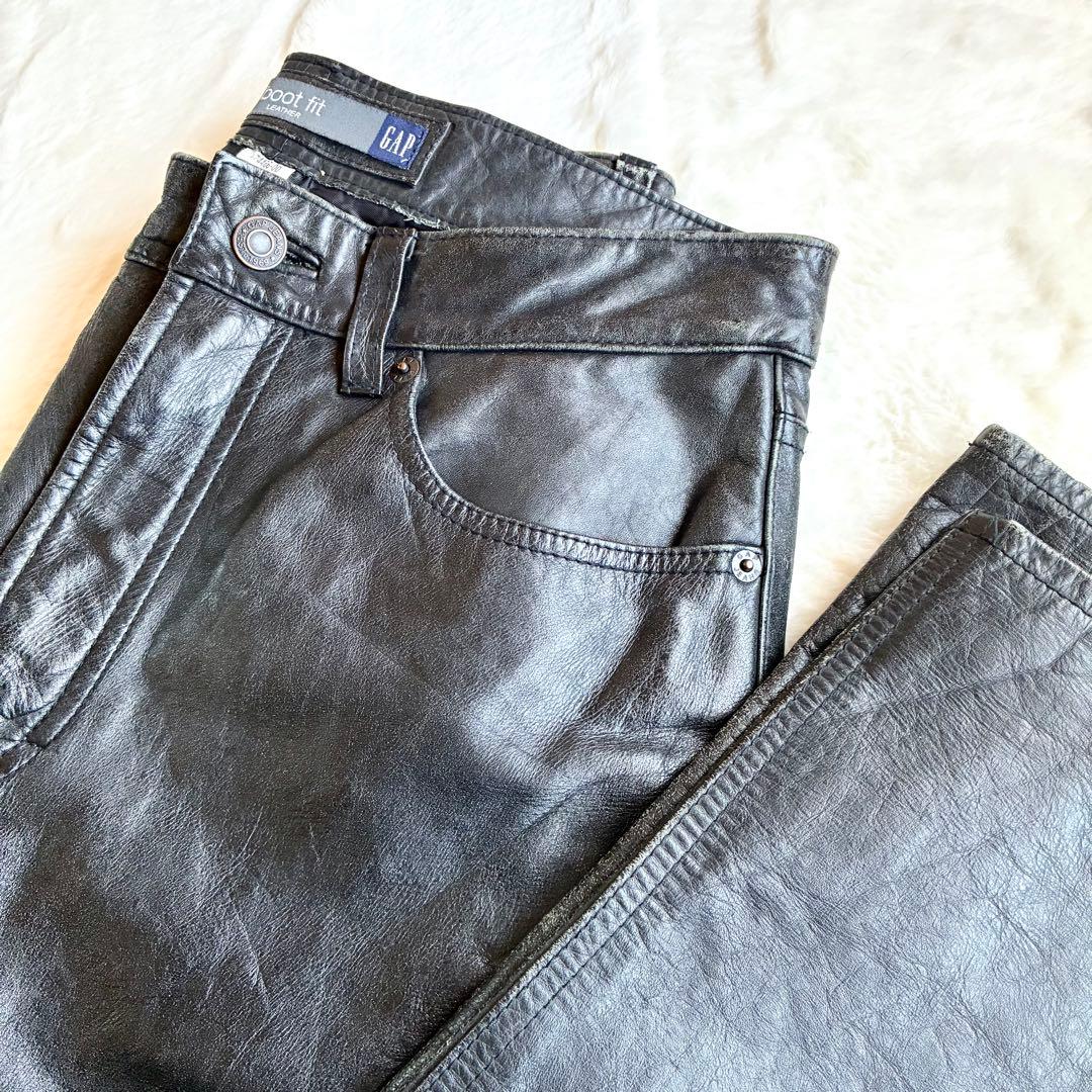 90s Old Gap レザーパンツ W34 XL boot fit 山田蓮