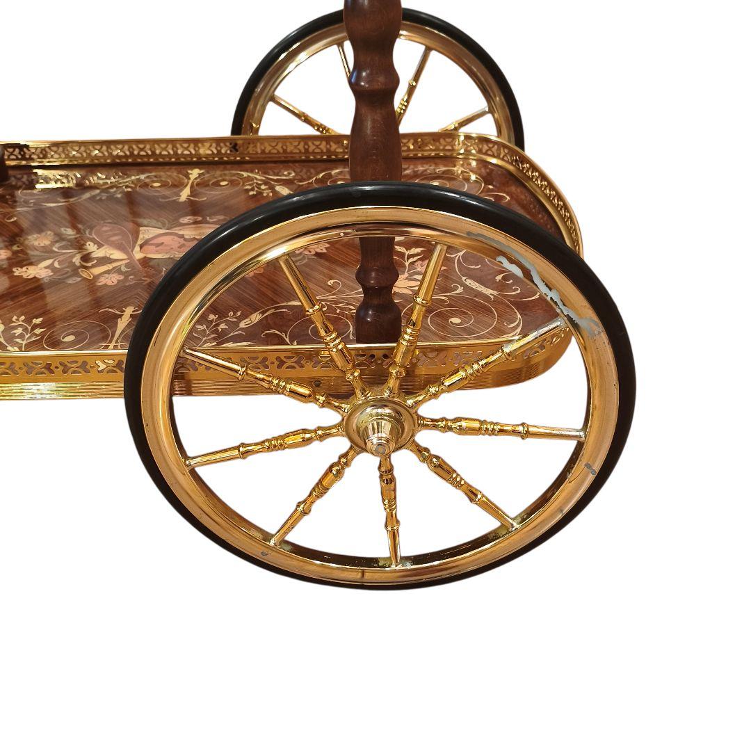 イタリア製 象嵌 ティーワゴン アンティーク 豪華 キャスター キッチンワゴン