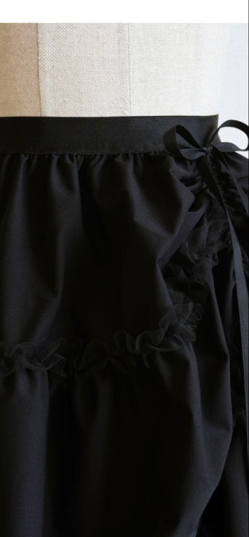 ジョリーミニョン　チュール使い リボンドロストティアードスカート　ブラック♡