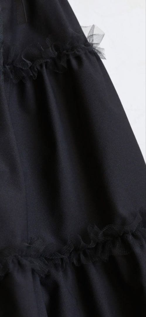 ジョリーミニョン　チュール使い リボンドロストティアードスカート　ブラック♡