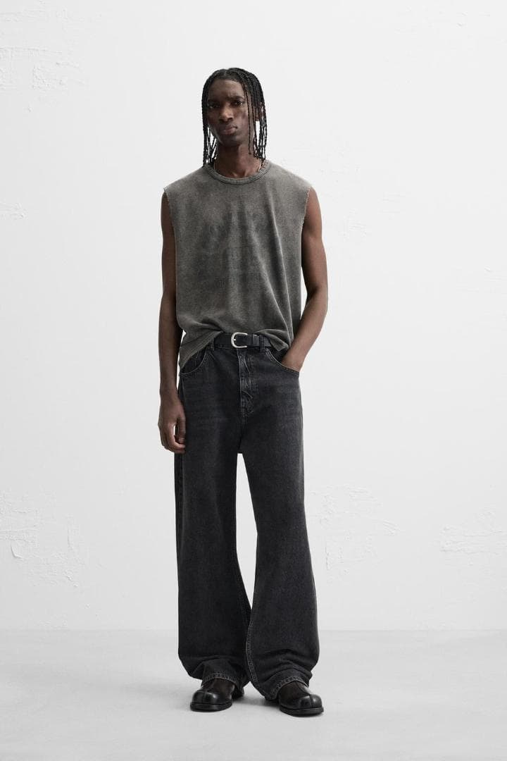 ZARA ザラ コントラストプリント ニットTシャツ Lサイズ 完売品