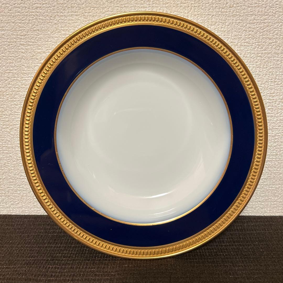 大倉陶園　ロイヤルブルー　瑠璃クラウンエンボス　スーププレート　ディナープレート