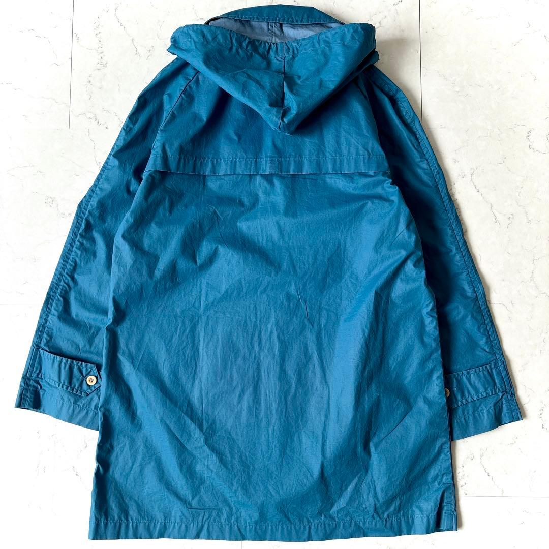 良品 MHL. コーティングコットン フーデッド スプリング ハーフコート 青