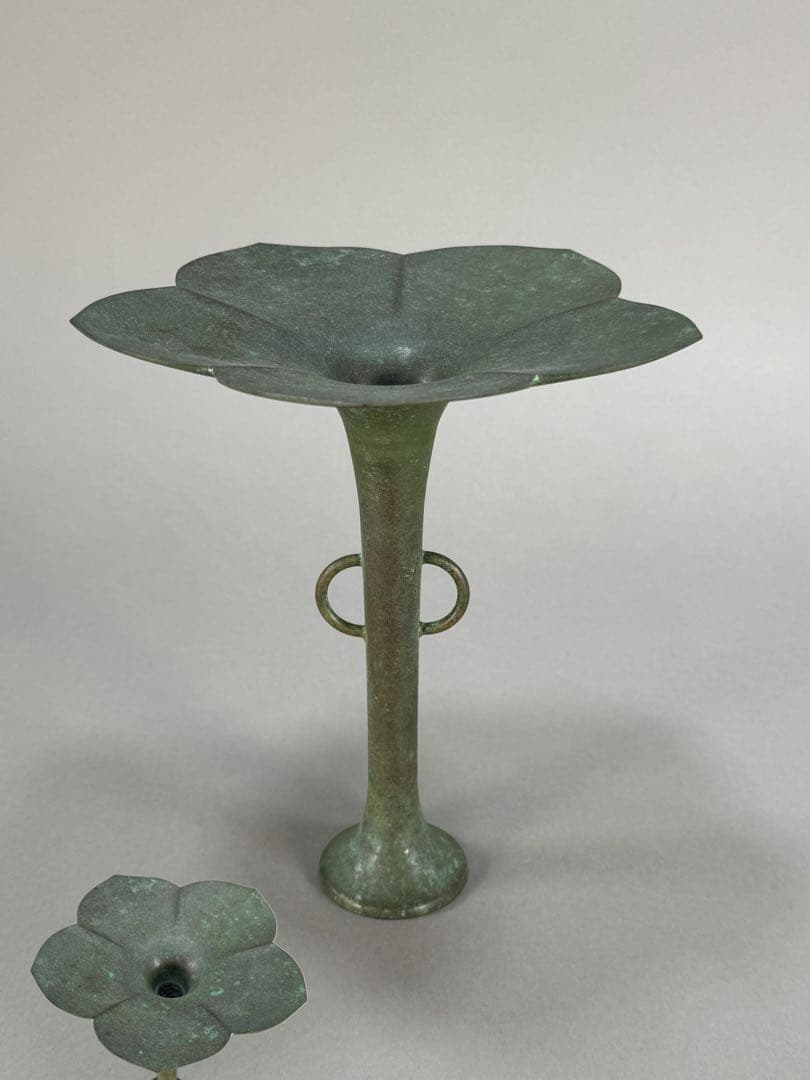 池坊　いけばな　茶花　銅花器　花瓶　金森紹栄 桔梗口花器　華道具